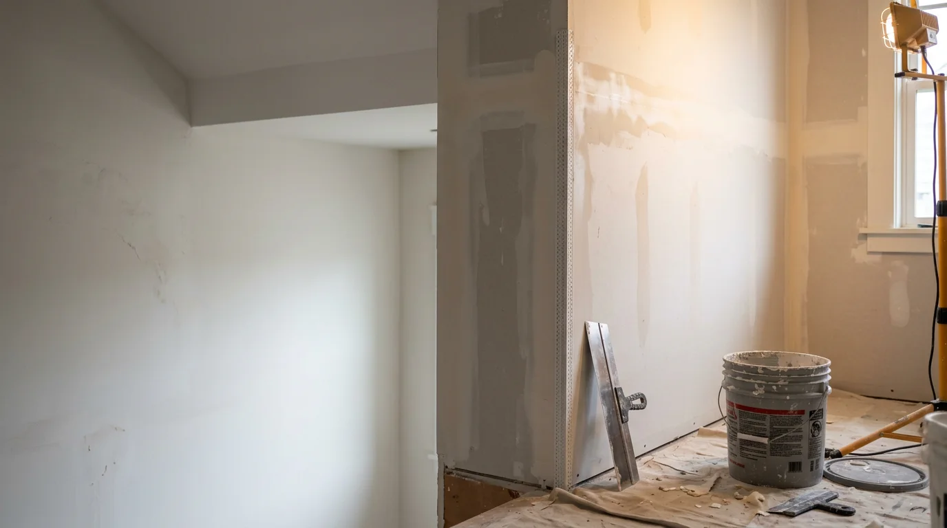 A freshly finished interior room in a Tacoma home showing smooth drywall, painted walls, and clean trim work along the baseboards and window casing. The space reflects completed interior finishing work ready for furnishing.